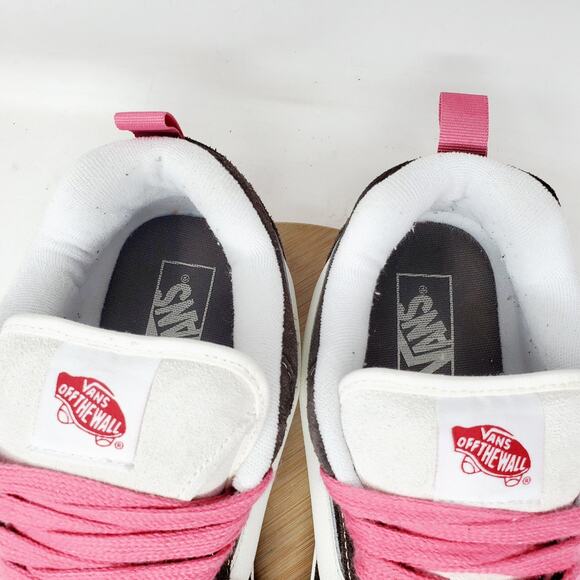 Vans Knu Skool Shoes Womens 10.5 Brown Suede Pink Laces Fat Tongue Skate Sneaker - Picture 5 of 13